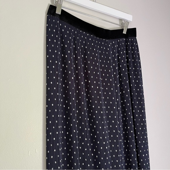 Zara Basic Women’s Wide Leg Polka Dot Pull On Elastic Velour Waist Blue Large - Picture 3 of 5